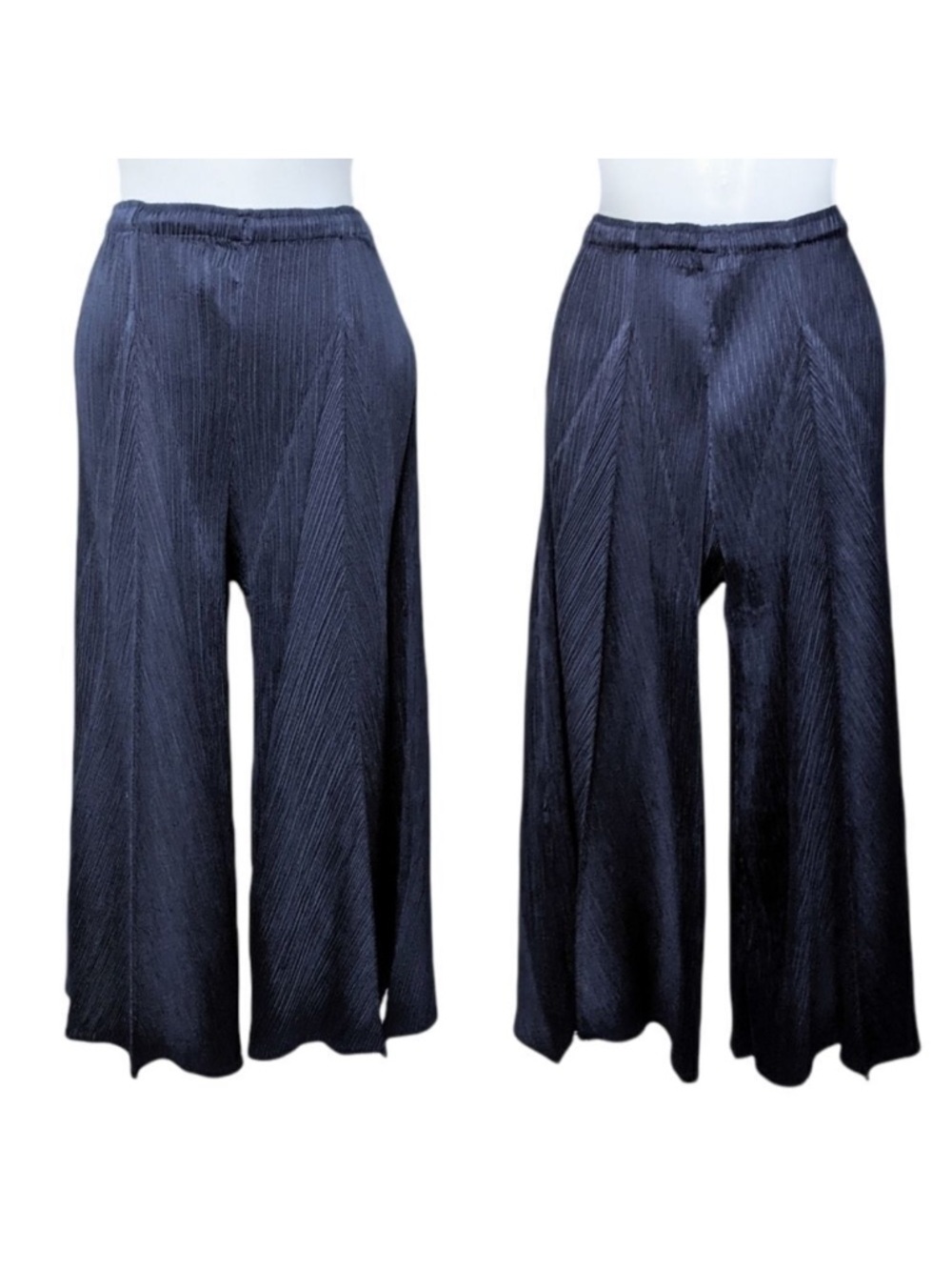 NWT CAARA Crinkle Pleat Wide Flare Leg Cropped Lounge Pants M